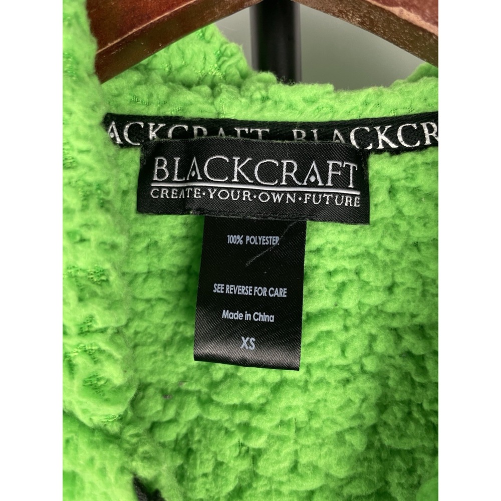 Black Craft Cult Green Sherpa Fleece Full Zip Hoodie Witch‎ Pentagram Size XS - Picture 3 of 9